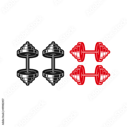 silhouette barbell on a white, vector illustration