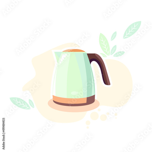 Household kitchen appliances. Teapot. Tea.