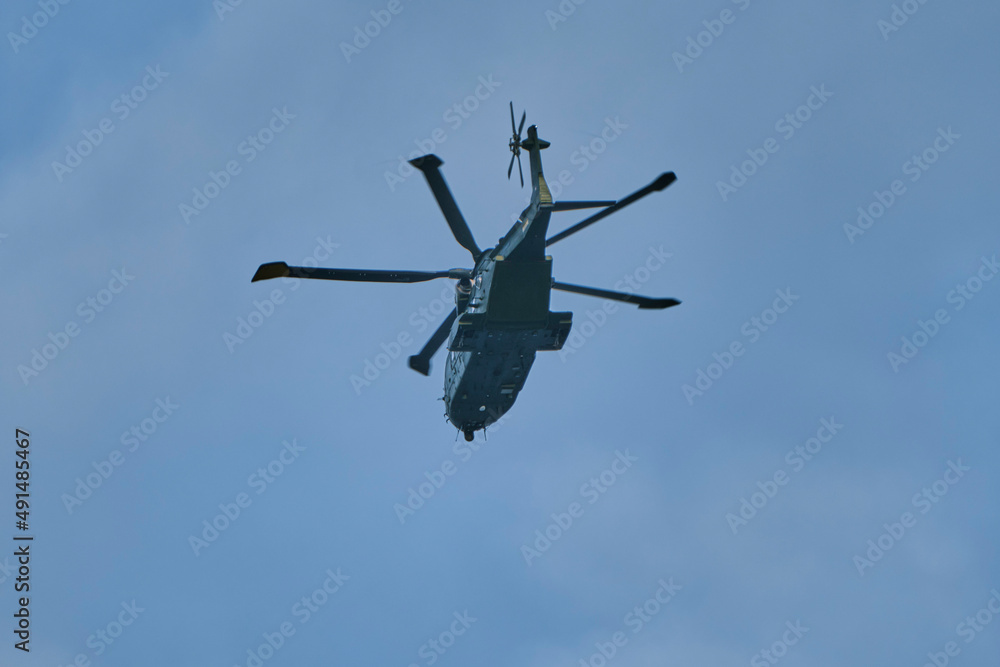 Flying helicopter. Flying helicopter.