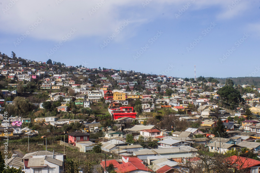 the colorful houses on the hill