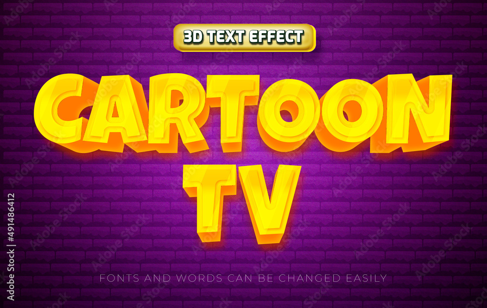 Cartoon tv 3d editable text effect style