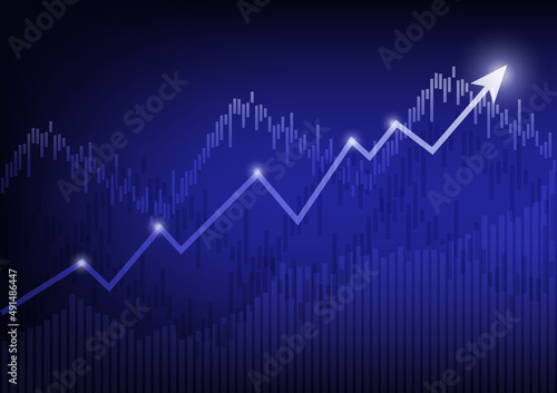 Investment stock market graph. Growth business chart. Digital arrow report background. Graphic vector illustrator.