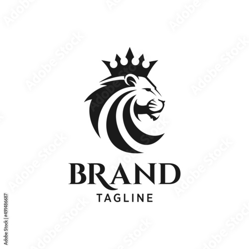 Luxury King Lion Logo Icon Vector Illustration