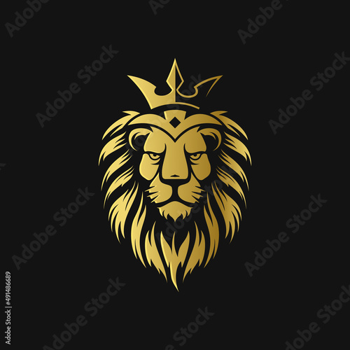 lion luxury logo icon template  elegant lion logo design illustration  lion head with crown logo