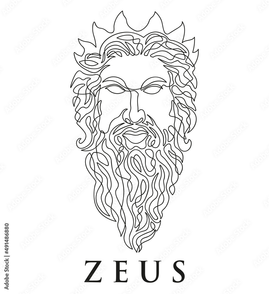 Zeus portrait single line style