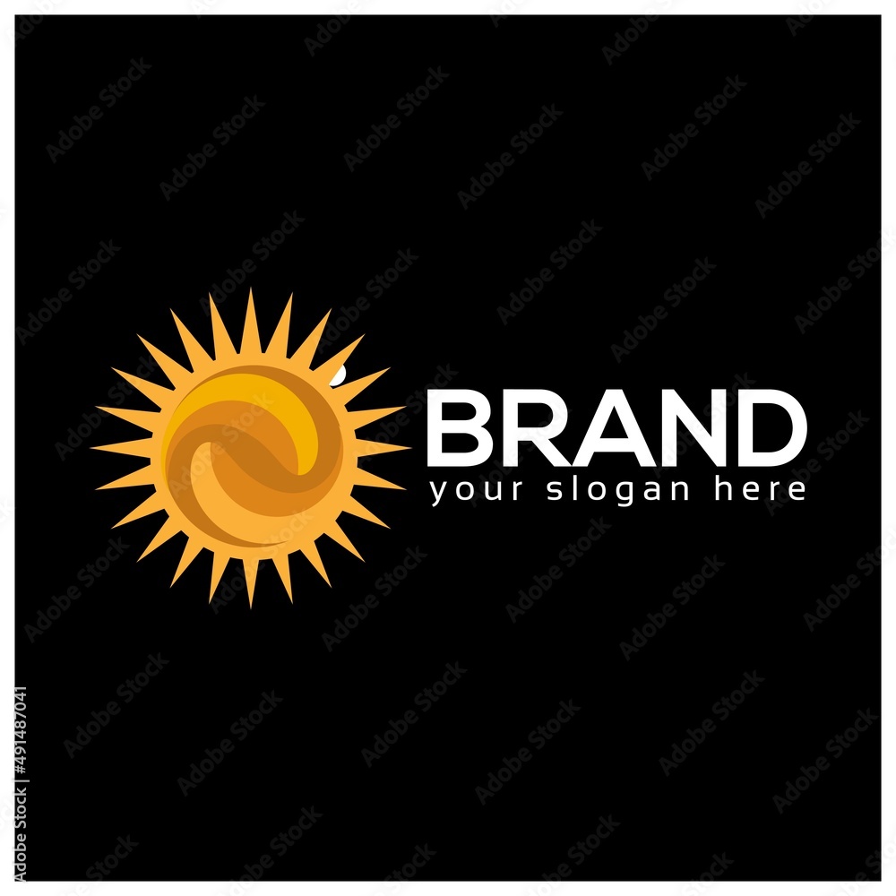 Fototapeta premium Sun logo vector. Flat design. Vector Illustration on black background. 