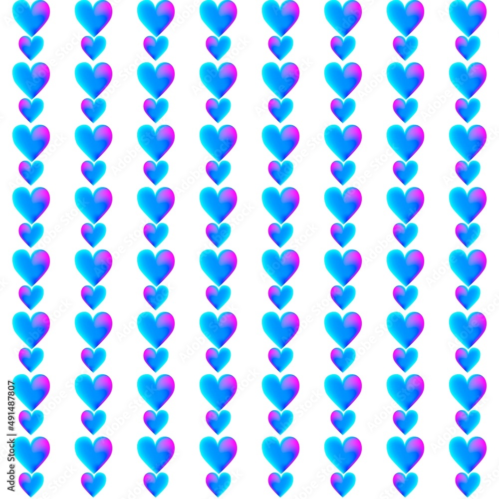 Seamless linear vertical pattern with gradient blue hearts Seamless linear vertical pattern with gradient blue hearts