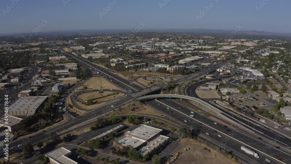 Late afternoon aerial view of the urban downtown core of Roseville, California, USA. Late afternoon aerial view of the urban downtown core of Roseville, California, USA.