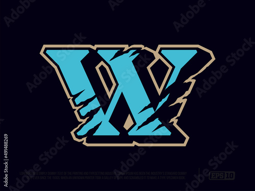 Modern professional letter emblem for extreme games with the image of the letter W
