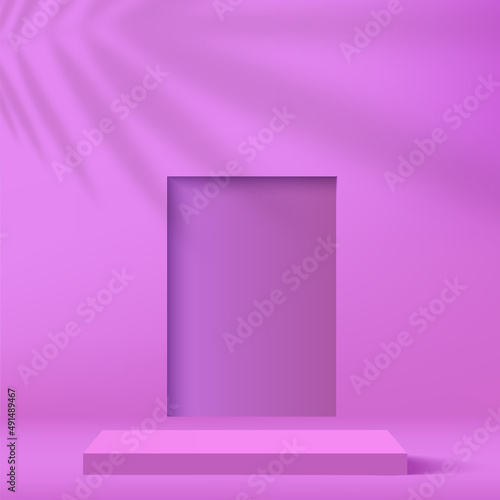 Abstract background with purple color podium for presentation. Vector