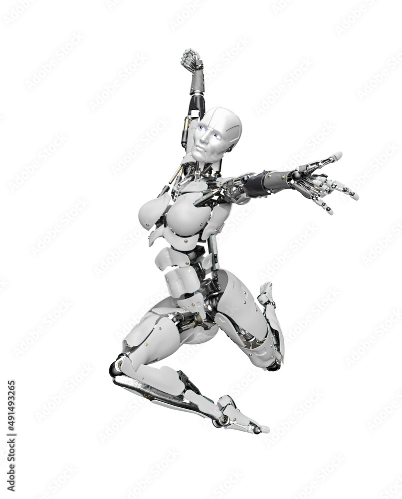 amazing robot is doing a swing spider pose