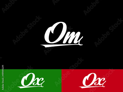 colorful OM Signature Logo, Abstract Om o&m Fashion Shape and Signature Letter Logo Icon Design