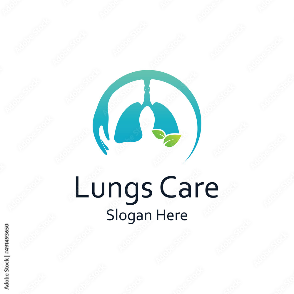 Obraz premium Lungs health and lungs care logo vector design, lungs logo illustration template.