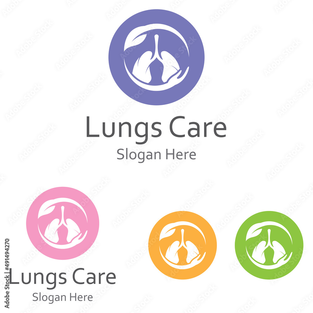 Lungs health and lungs care logo vector design, lungs logo illustration template. Lungs health and lungs care logo vector design, lungs logo illustration template.