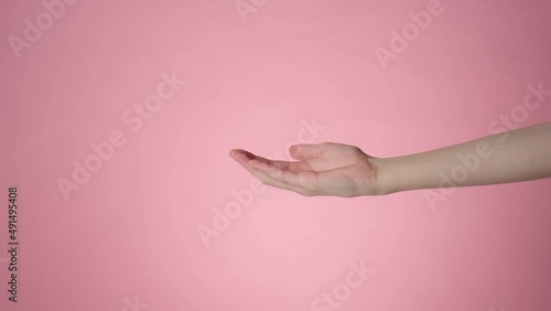 Female outstretched hand cupped gesture