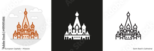 Saint Basil's Cathedral  filled outline and glyph icon. Landmark building of Moscow, the capital city of Russia
