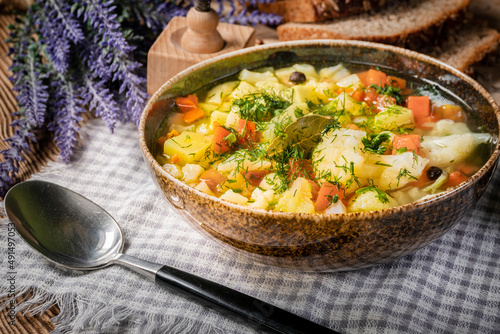 Tableau sur toile Homemade Italian minestrone soup.