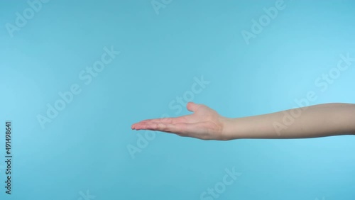 Female outstretched hand cupped gesture
