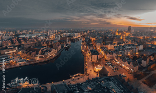 view of the gdansk city at night