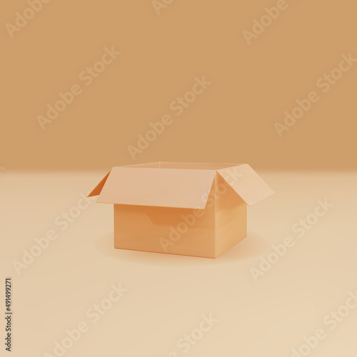 Empty box cartoon style on yellow background. Vector illustration.