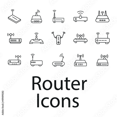 Router icons set . Router pack symbol vector elements for infographic web