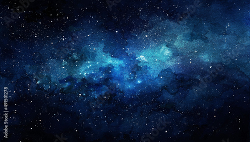 Fototapeta Naklejka Na Ścianę i Meble -  Vector cosmic illustration. Beautiful colorful space background. Watercolor Cosmos