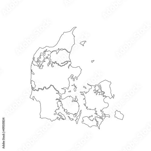 Denmark map using black border lines on dark background