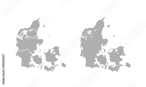 Denmark map with blue border lines on white background