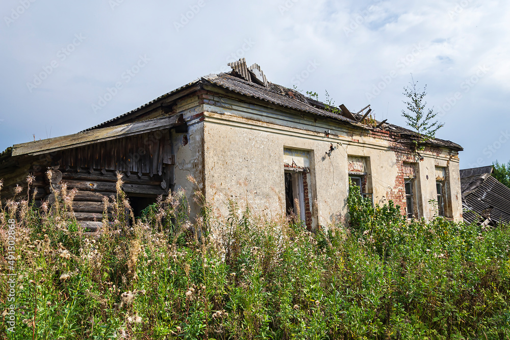 destroyed houses in an abandoned village destroyed houses in an abandoned village