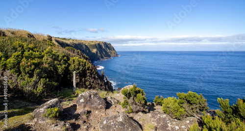 Hiking path at Azores islands, Portugal, travel destination, nature. © Ayla Harbich
