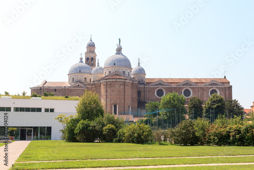 Church monastery Abbey of Santa Giustina seen from botanical garden (Orto botanico) in Padua, Italy photo