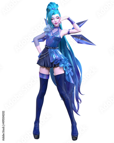 Konstfotografi 3D comics cosplay anime girl.
