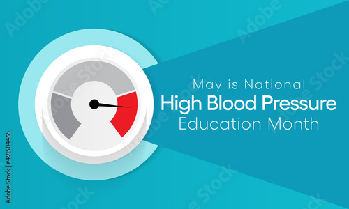 National High Blood pressure (HBP) education month is observed every year in May. it is also called hypertension. vector illustration.