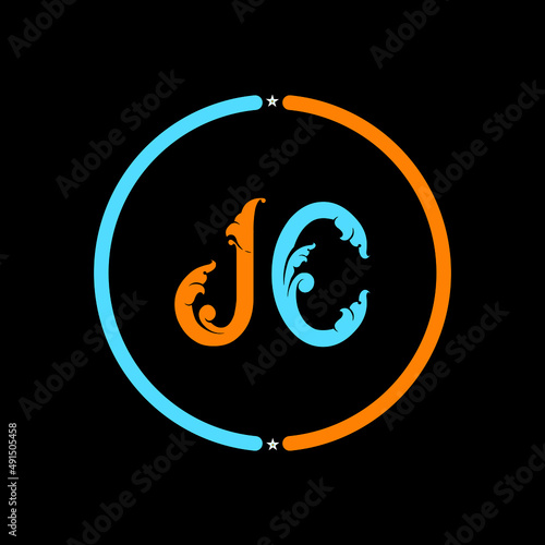 JC Letter Logo design. black background.