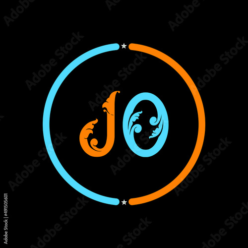 JO Letter Logo design. black background.