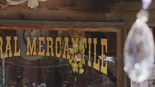 This panning video shows a store front 
