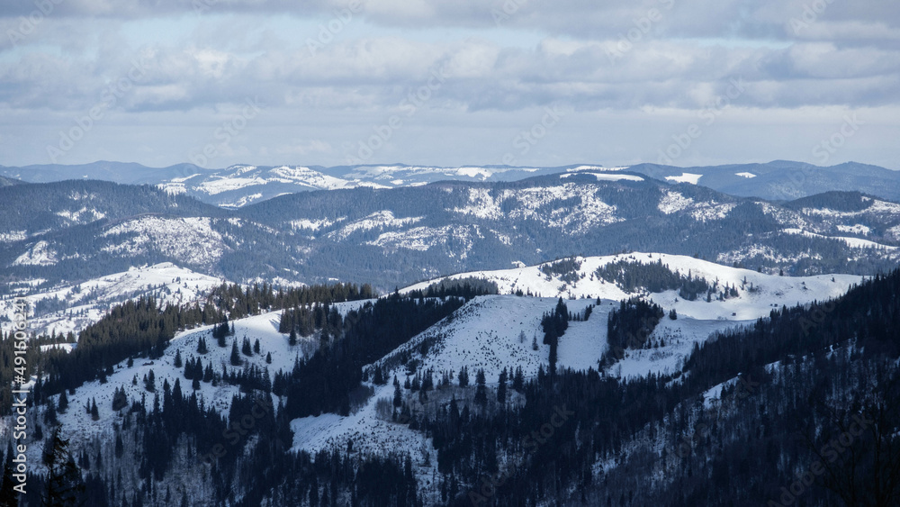 snow covered mountain peak winter panorama