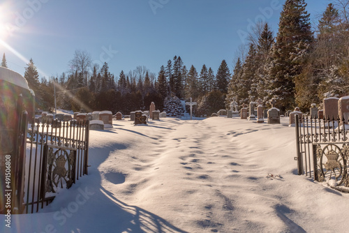 A Canadian cemetery covered with snow
