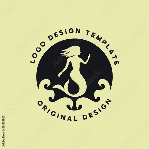 beautiful mermaid logo template. vector