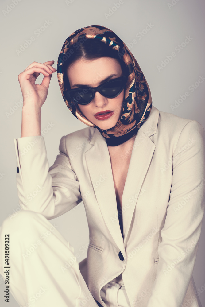 Fashion model posing retro vibes Fashion model posing retro vibes