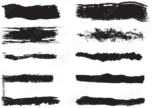 Set of vector grunge vector texture  black isolated paint stripes on white background