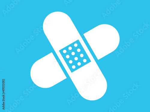 Sanitary Adhesive Strip, Band-Aid or Protective Tape icon on a light blue background