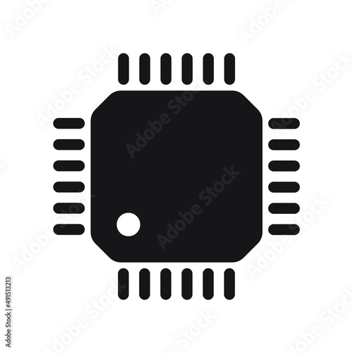 Electronic chip vector icon isolated on white background. Computer chip icon, cpu microprocessor chip icon.