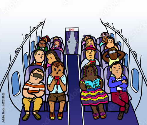 group of passenger travel airplane