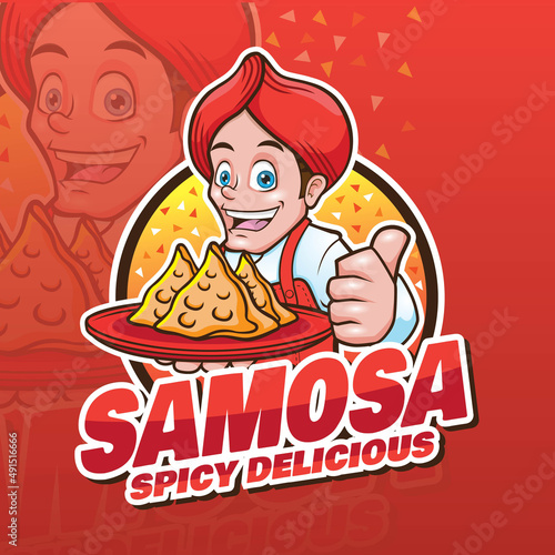 Samosa Chef Mascot Vector Design