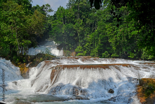 Tumbala; United Mexican States - may 16 2018 : cascades of Agua Azul