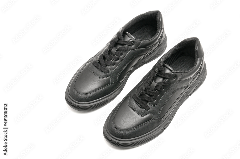 Leather autumn men's shoes on a white background Leather autumn men's shoes on a white background