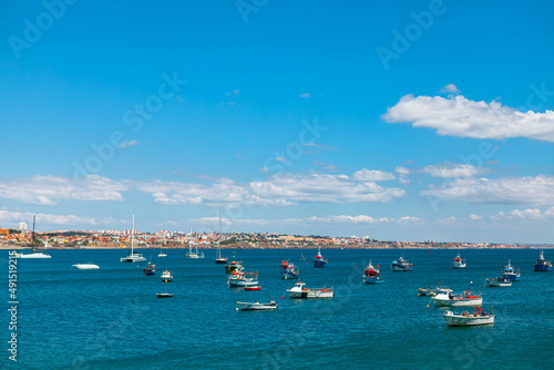 Atlantic Coast of Cascais in Portugal . Marina scenery with boats and yachts