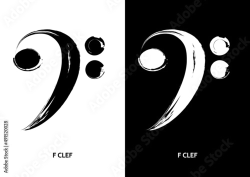 Poster of F Clef or Bass Clef. Musical symbols aesthetics.