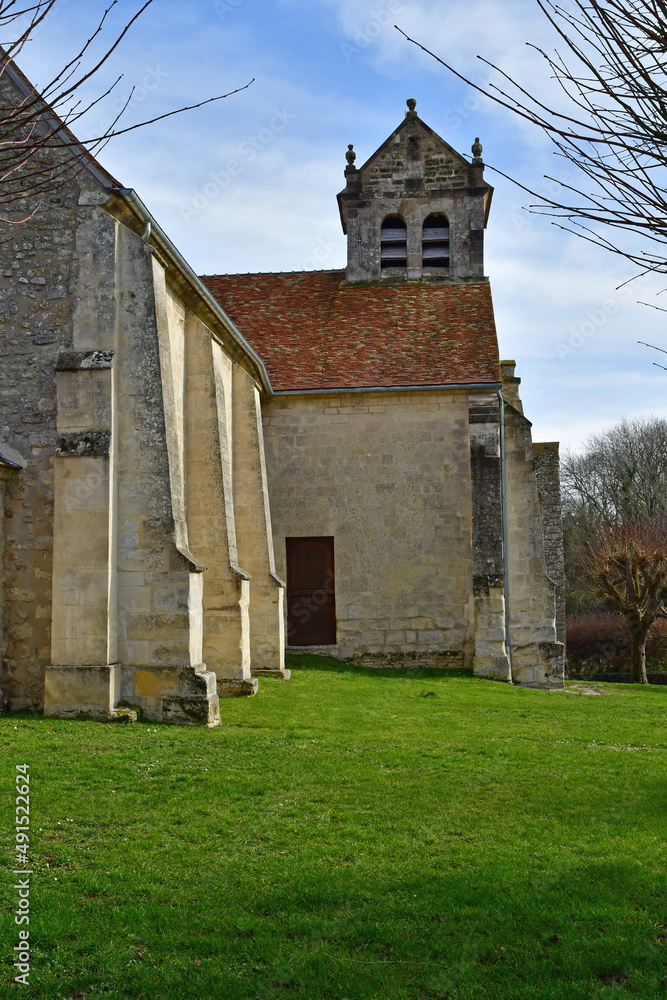 Wy dit joli village; France - february 21 2021 : Notre Dame and Saint Romain church